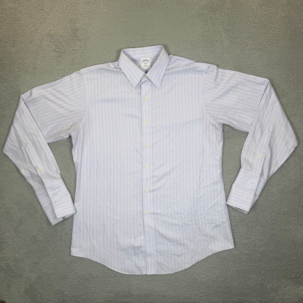 Brooks Brothers 346 Mens Slim Fit Non-Iron Striped French Cuff Dress Shirt 16.5